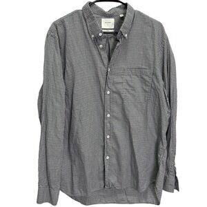 Billy Reid Tuscumbria Black White Button Down Shirt Copper Stitch Size L Gingham